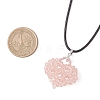 3Pcs 3 Colors Electroplated Glass Beaded Heart Pendant Black Waxed Cotton Cord Necklaces for Women NJEW-MZ00120-4
