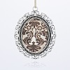 Antique Silver Plated Alloy Glass Oval Big Pendants GLAA-N0009-03-1