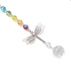 Chakra Glass Beads & Brass Dragonfly Hanging Suncatchers HJEW-JM04684-4