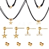 304 Stainless Steel Pendant Tiered Necklaces and Dangle Stud Earrings Sets SJEW-UN0001-01G-2