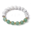 10.5mm Round Natural Green Aventurine & Howlite Beaded Stretch Bracelets for Women BJEW-JB10713-1