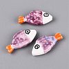 Hand Painted Fish Shaped Porcelain Beads PORC-N013-06L-1