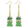 Alloy Enamel Frog Dangle Earrings with Iron Earring Pins for Women EJEW-JE05421-04-1