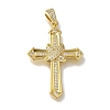 Cross Rack Plating Brass Micro Pave Clear Cubic Zirconia Pendant KK-U019-17G-01-1