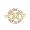 Brass Pave Clear Cubic Zirconia Friendship Connector Charms KK-L253-06G-1