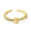 Clear Cubic Zirconia Initial Letter Open Cuff Ring RJEW-H120-09G-K-2