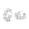 Clear Cubic Zirconia Open Hoop Earring EJEW-C002-02P-RS-2