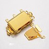 Rectangle with Leaf Brass Micro Pave Cubic Zirconia Box Clasps X-KK-M193-05G-NR-2