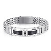 304 Stainless Steel Pave Cubic Zirconia Wheat Chain Bracelets for Men's FS-WGC4B47-10-1