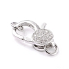 Brass Micro Pave Clear Cubic Zirconia Lobster Claw Clasps ZIRC-I043-30A-P-02-1