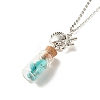 Glass Bottle with Synthetic Turquoise Chips Pendant Necklace NJEW-JN03841-01-1