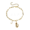 Natural Freshwater Pearl & Electroplated Shell Charm Bracelets BJEW-JB11255-2