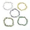 5Pcs 5 Styles Natural Green Aventurine & Quartz Crystal & Prehnite & Citrine & Fluorite Chips Beaded Stretch Bracelet Sets BJEW-JB10872-4