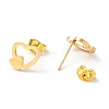 Double Heart Stud Earrings with 316 Stainless Steel Pins and Crystal Rhinestone Pendant SJEW-F218-03G-3