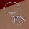 Popular Silver Color Plated Brass Tube Pendant Bib Necklaces NJEW-BB12709-1