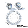 Vintage Elegant Brass Cubic Zirconia Stud Earring & Bracelets Set HH8827-4-2