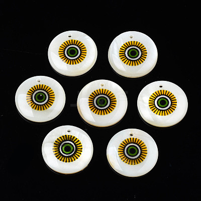 Printed Freshwater Shell Charms SHEL-T009-20C-1