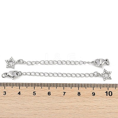 Brass Micro Pave Cubic Zirconia Ends with Chains KK-U043-02P-1