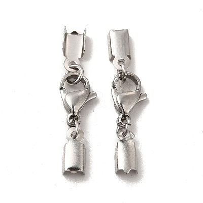 Tarnish Resistant 304 Stainless Steel Lobster Claw Clasps with Cord Ends STAS-H179-02P-1