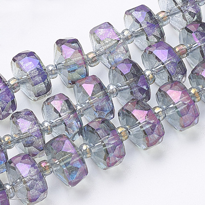 Electroplat Glass Beads Strands X-EGLA-Q092-8mm-D07-1