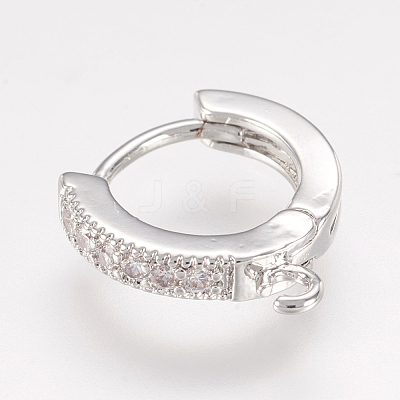 Brass Huggie Hoop Earring Findings X-KK-L152-20P-1