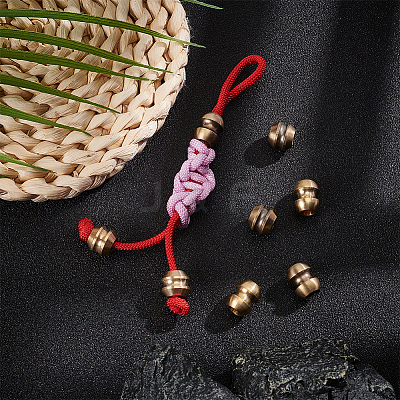 8Pcs 4 Styles Outdoor EDC Tool Brass Parachute Rope European Beads KK-NB0003-64-1
