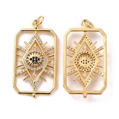 Brass Micro Pave Cubic Zirconia Pendants ZIRC-P092-034G-RS-1