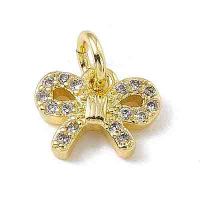 Brass Micro Pave Clear Cubic Zirconia Butterfly Charms ZIRC-F132-86G-1