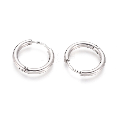 Tarnish Resistant 304 Stainless Steel Huggie Hoop Earrings LS-EJEW-F111B-17mm-P-1