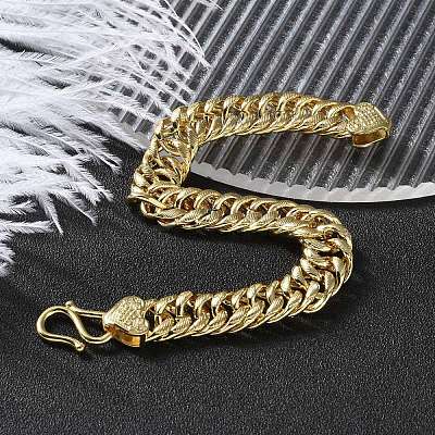 Brass Cuban Chain Bracelets for Women Men BJEW-R016-01G-01-1