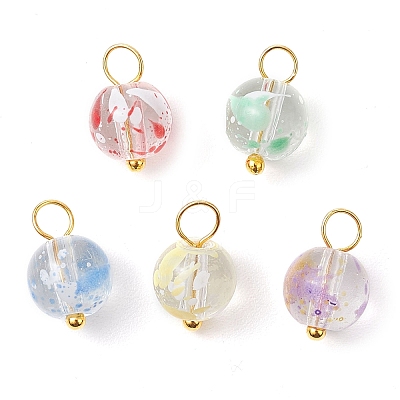 Baking Paint Glass Beads Charms PALLOY-JF03132-01-1