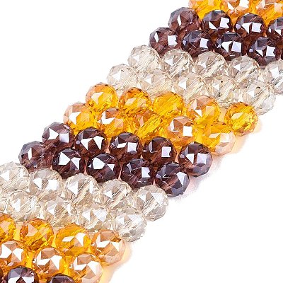 Electroplate Transparent Glass Beads Strands EGLA-Q135-8MM-C09-1