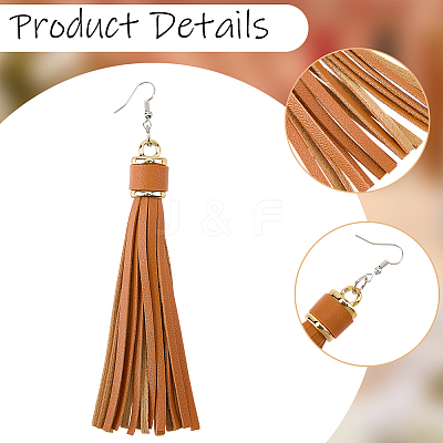 8Pcs 4 Colors PU Leather Tassel Dangle Earrings EJEW-CL0001-02A-1