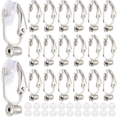 36Pcs Brass Clip-on Earring Converters Findings KK-SP0001-10P-1
