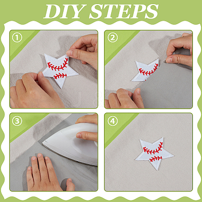 20Pcs Star with Baseball Pattern Computerized Embroidery Cloth Iron on/Sew on Patches PATC-BC0001-27-1