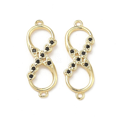 Brass Micro Pave Cubic Zirconia Heart Infinity Connector Charms KK-P350-12G-02-1