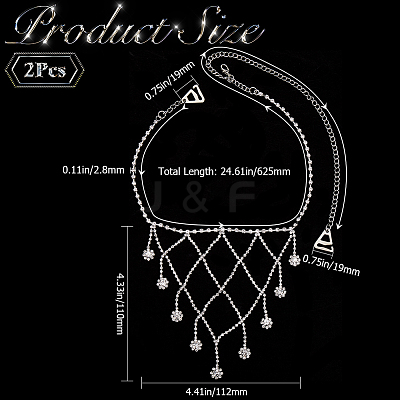 2Pcs Iron Rhinestone Sexy Shoulder Bra Body Chain FIND-GF0006-74A-1