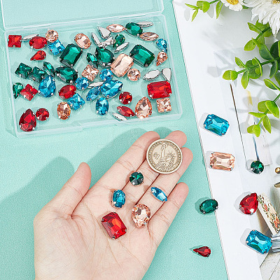 64Pcs 32 Styles Octagon/Teardrop/Horse Eye Sew on Rhinestone RGLA-DC0001-02-1