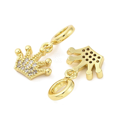 Brass Micro Pave Cubic Zirconia European Dangle Charms KK-D325-14G-1