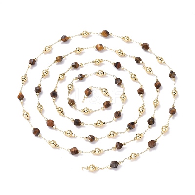 3.28 Feet Natural Tiger Eye Handmade Beaded Chains X-CHC-F010-03J-G-1