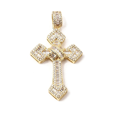 Brass Micro Pave Clear Cubic Zirconia Big Pendants CU-CBAB8F5-06G-1