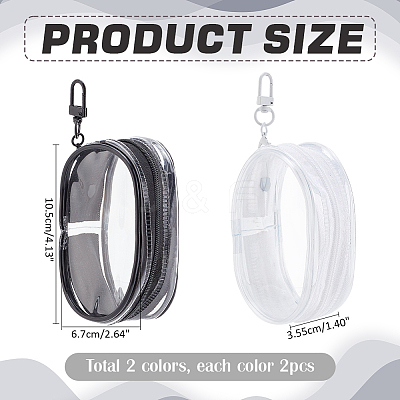 4Pcs 2 Colors Oval Transparent PVC Mini Cable Organizer Zipper Bags AJEW-PH0012-02-1
