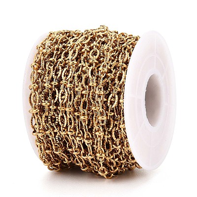 304 Stainless Steel Textured Oval Link Chains CHS-N005-06D-G-1