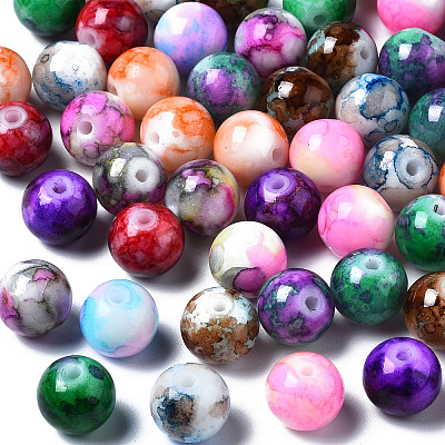 Baking Paint Opaque Solid Color Glass Beads DGLA-N033-07-1