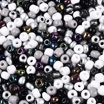 Opaque & Transparent Inside Colours 6/0 Glass Seed Beads SEED-F004-4mm-01-1