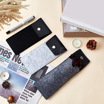 3Pcs 3 Colors PU Imitation Leather & Felt Slip-in Glasses Cases AJEW-PH0004-72-1