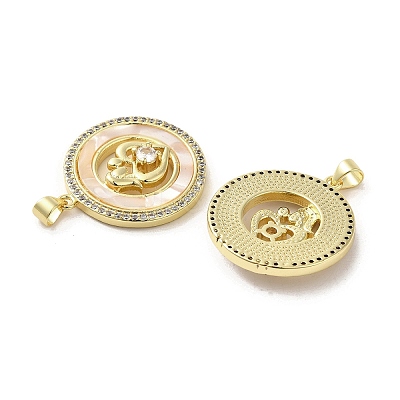 Rack Plating Brass Micro Pave Clear Cubic Zirconia Pendants KK-A206-02G-1
