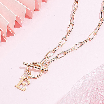 304 Stainless Steel Letter Pendant Necklaces NJEW-LP0001-52E-G-1