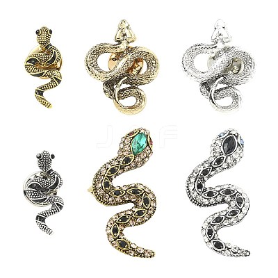 6Pcs 6 Styles Snake Zinc Alloy Lapel Pin Backs for Backpack Clothes JEWB-CJ0001-64-1