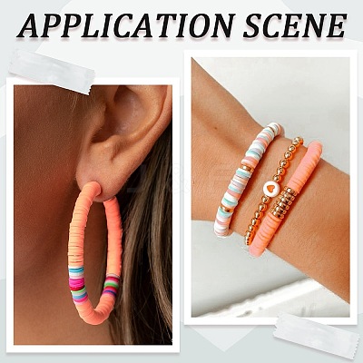 3 Strands Flat Round Handmade Polymer Clay Beads CLAY-SC0001-69B-1